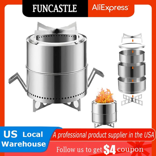 19 Inch Smokeless Fire Pit Stainless Steel Wood Burning Outdoor Fireplace