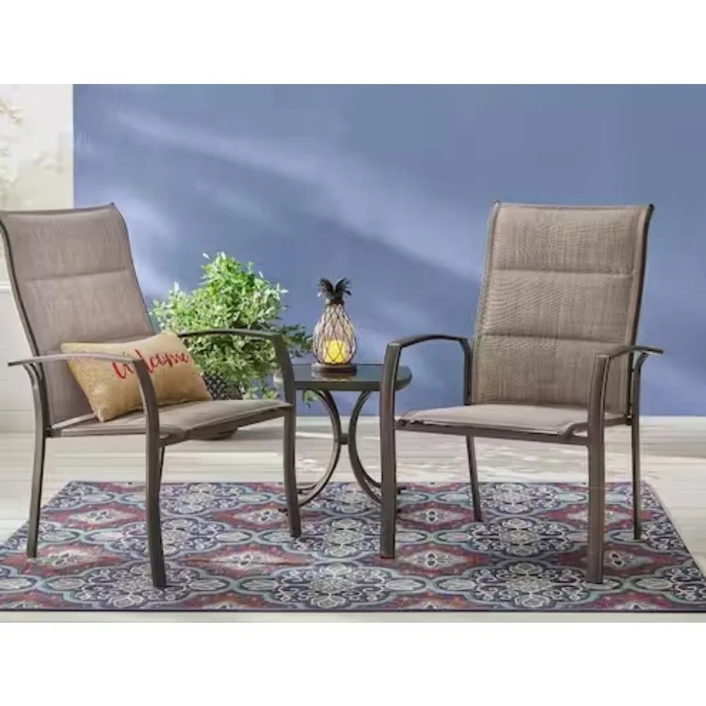 Patio Stackable Chairs Set for 2 Metal Outdoor Dining Chairs Lawn Garden