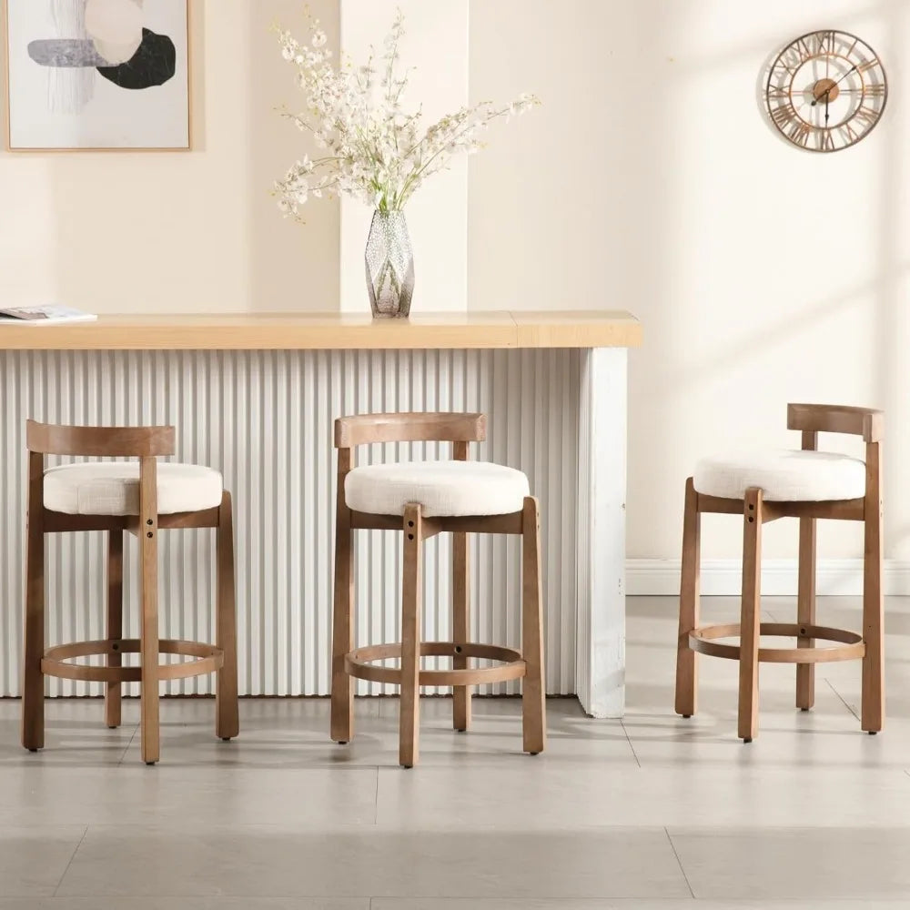 Mid Century Modern Bar Stools Set of 2 Upholstered Kitchen Stools