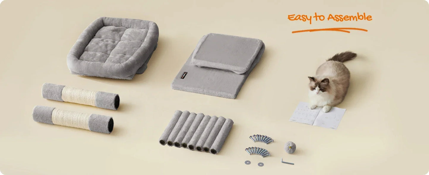 Cat Tree Tower for Large Cats 33.1 Inch with Caves and Scratching Post