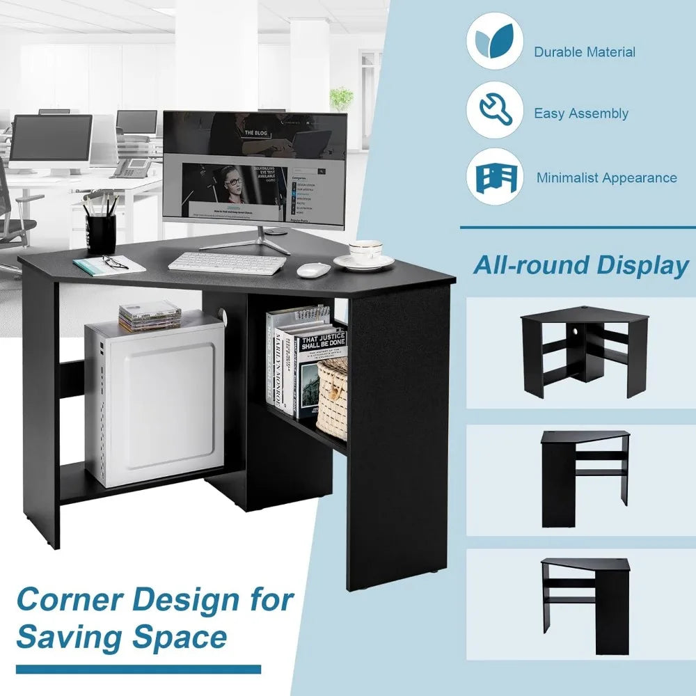 Corner Desk Triangle Computer Desk Space Saving Small Room Furniture