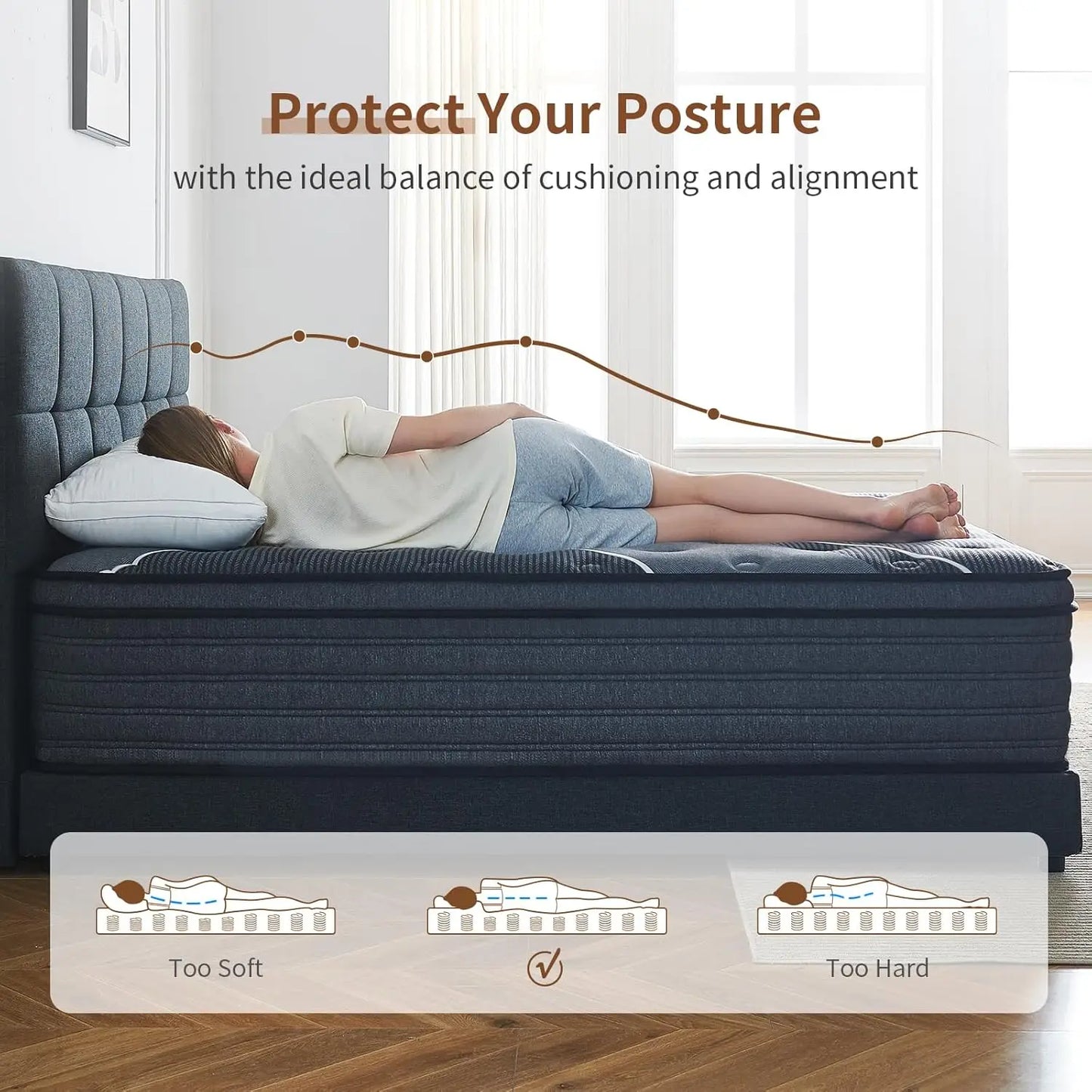 Ljustra King 12 Inch Hybrid Mattress Memory Foam Pocket Springs Pressure Relief