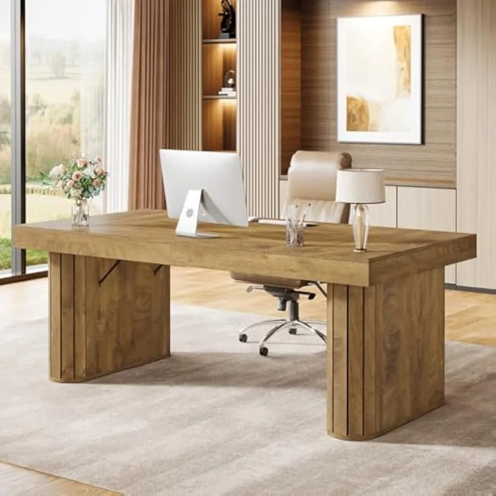 70.9" Executive Desk Farmhouse Computer Office Workstation Large