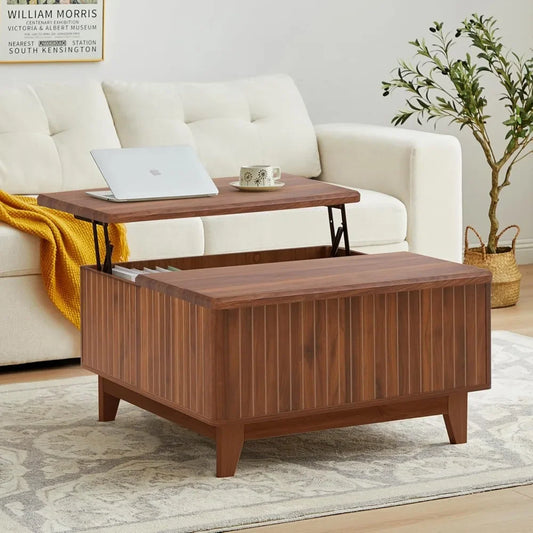 Lift Top Coffee Table with Hidden Storage Farmhouse Square Center Table