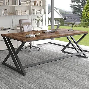 Rustic Large Computer Desk Extra Long Industrial Home Office Table