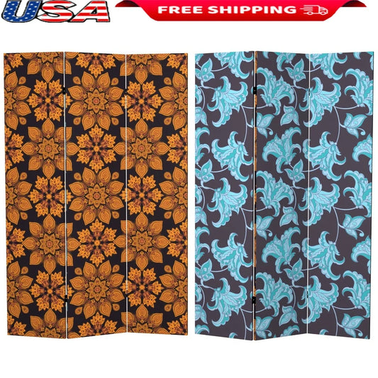 6ft Tall Arabesque Canvas Room Divider 3 Panel Foldable Screen
