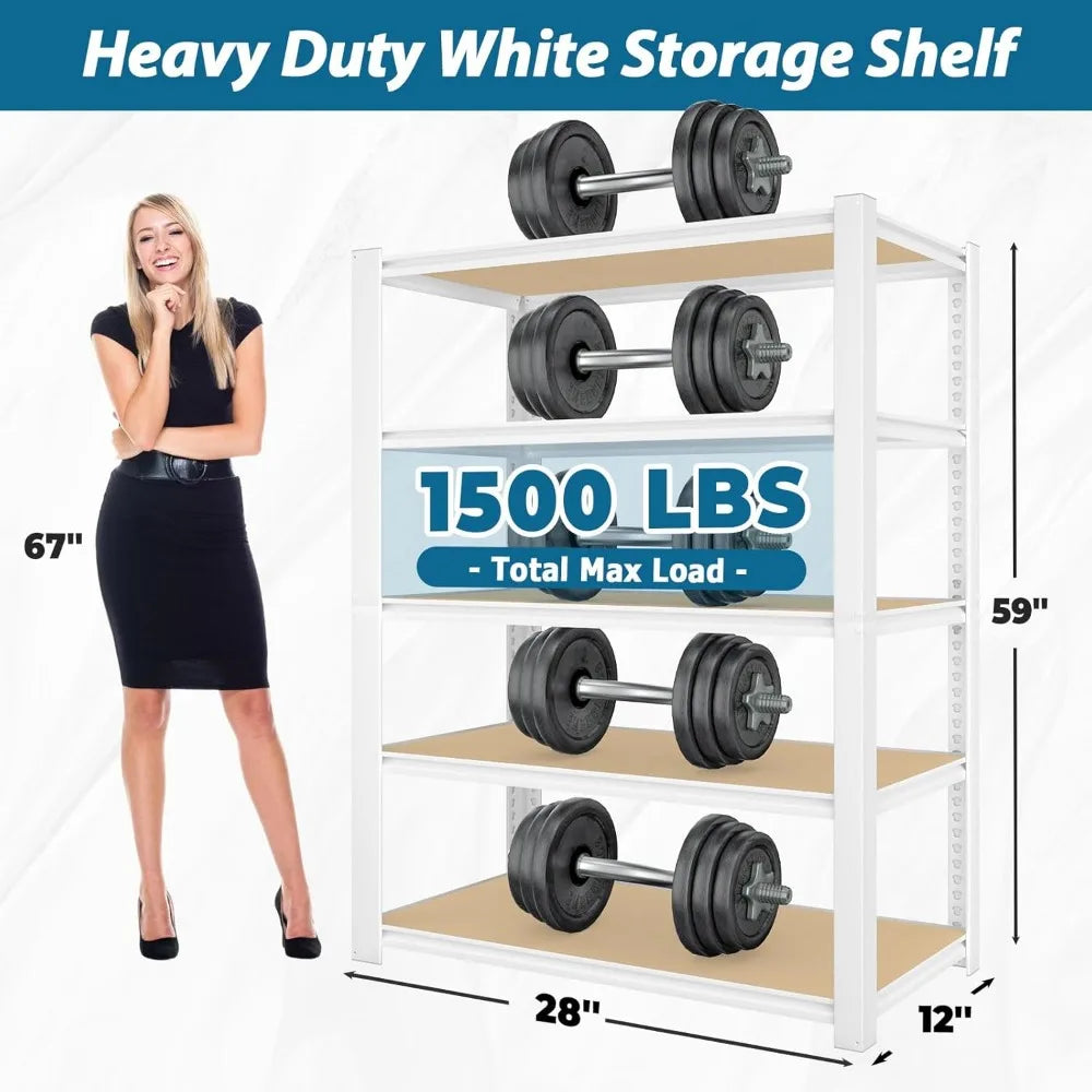 28x12x59 Closet Storage Shelves 5 Tier Heavy Duty Adjustable Garage Shelving