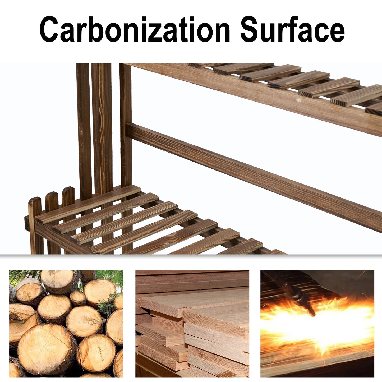 Heavy Duty 3 Tier Wood Plant Stand Tall Flower Display Rack