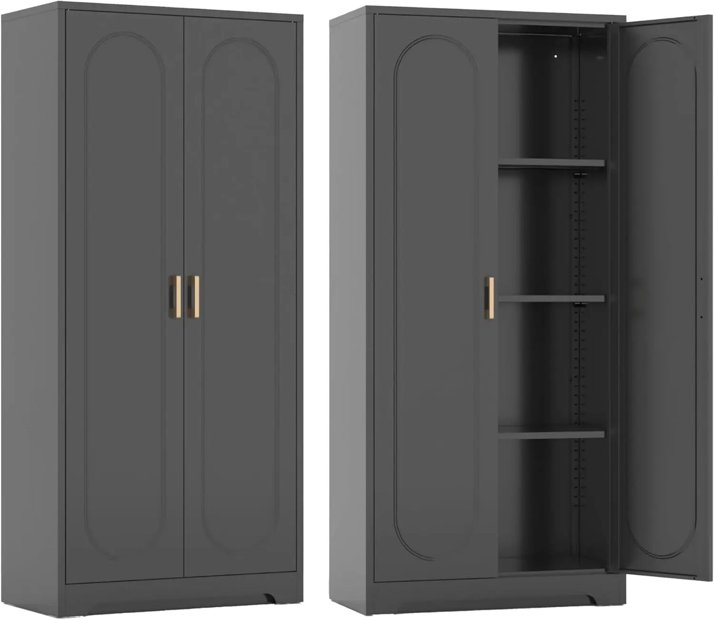 Kitchen Pantry Cabinet 71 Inch Metal Storage with Doors and Adjustable Shelves