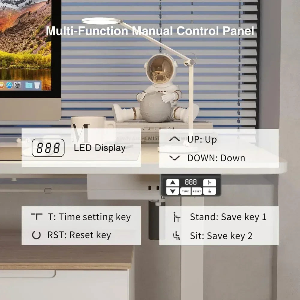 Adjustable Electric Standing Desk Sit Stand Home Office Workstation 63x24