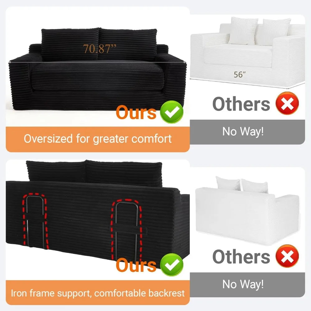 Ljustra Fefances Loveseat Sofa Bed Convertible Memory Foam Couch for Small Spaces