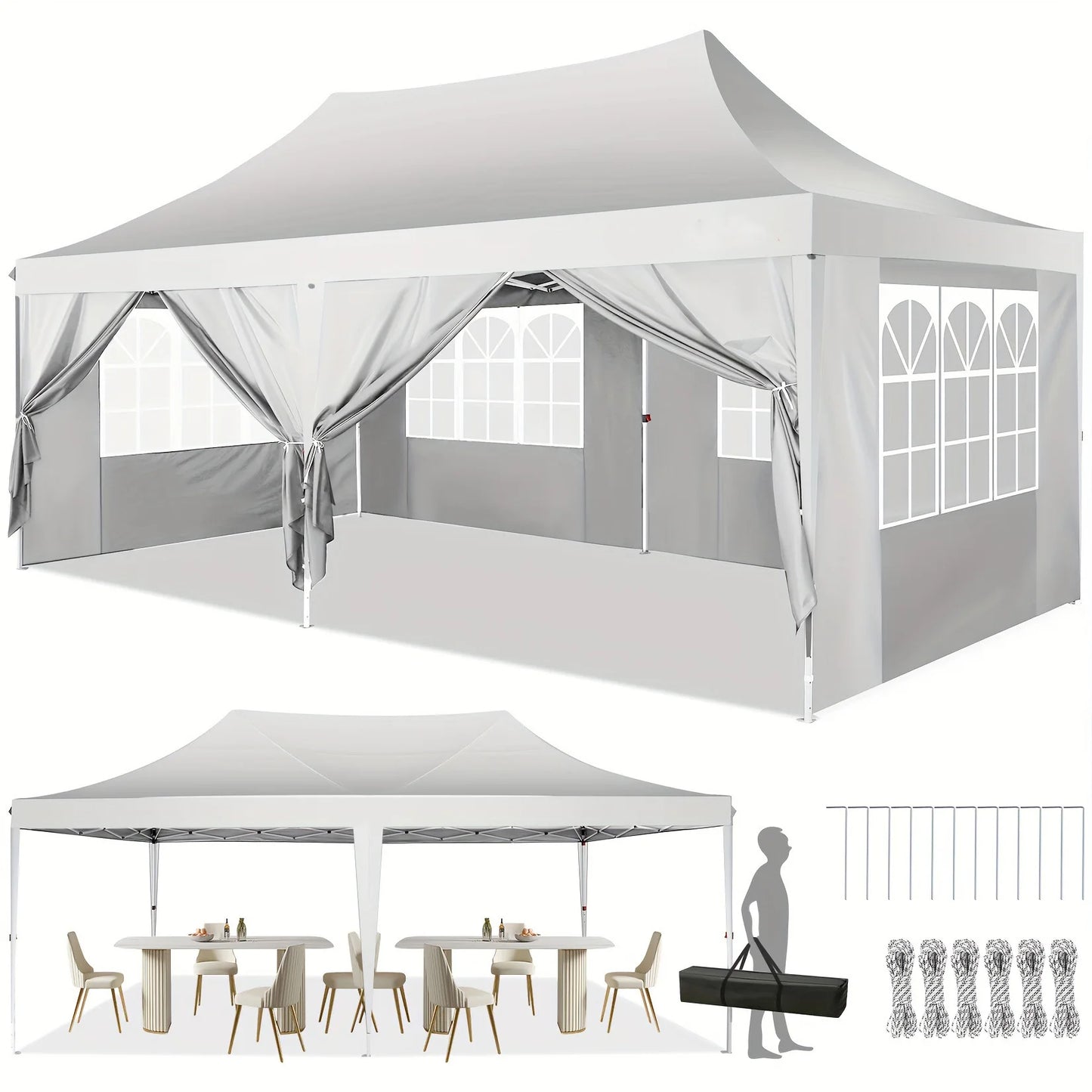 10x20 Pop Up Canopy Tent Wedding Party Outdoor Gazebo with Sidewalls