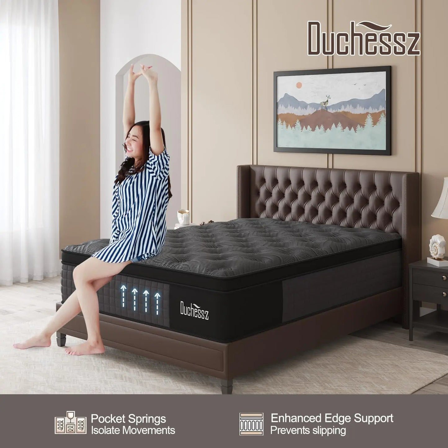 Ljustra 14 Inch Queen Hybrid Mattress Gel Memory Foam Pocket Innerspring