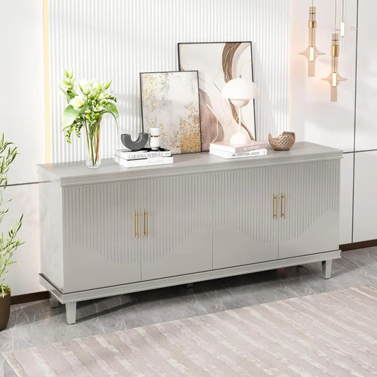 Modern Sideboard Buffet Storage Cabinet 70 Inch Double Doors Adjustable Shelves