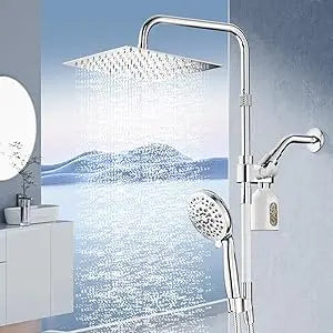 10 Inch High Pressure Dual Shower Head System Handheld Sprayer Filter