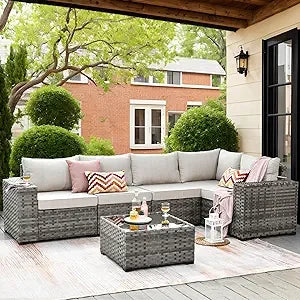 Ljustra 6 Pieces Patio Furniture Set Outdoor Sectional Sofa Couch