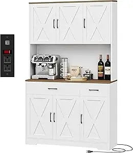 71 Inch Pantry Cabinet with Charging Station Kitchen Storage Hutch