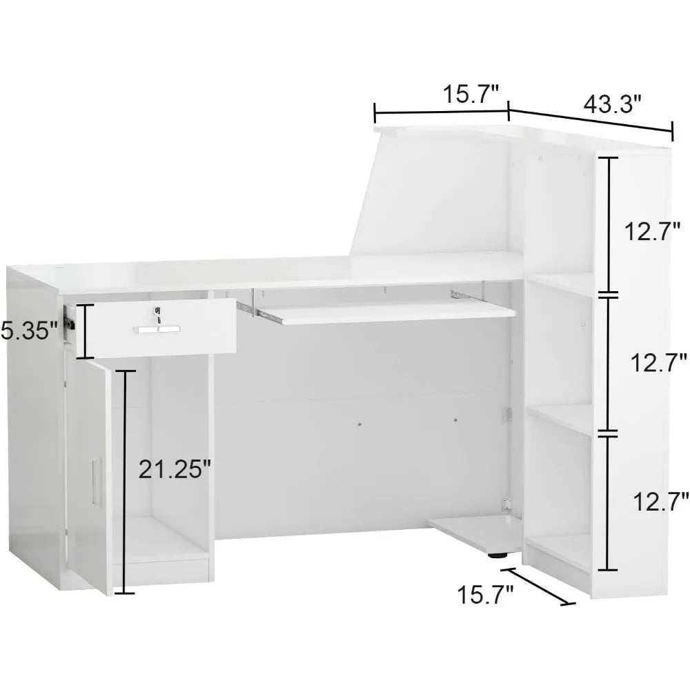 L-Shaped Reception Desk with Lockable Storage Modern Scandinavian MDF