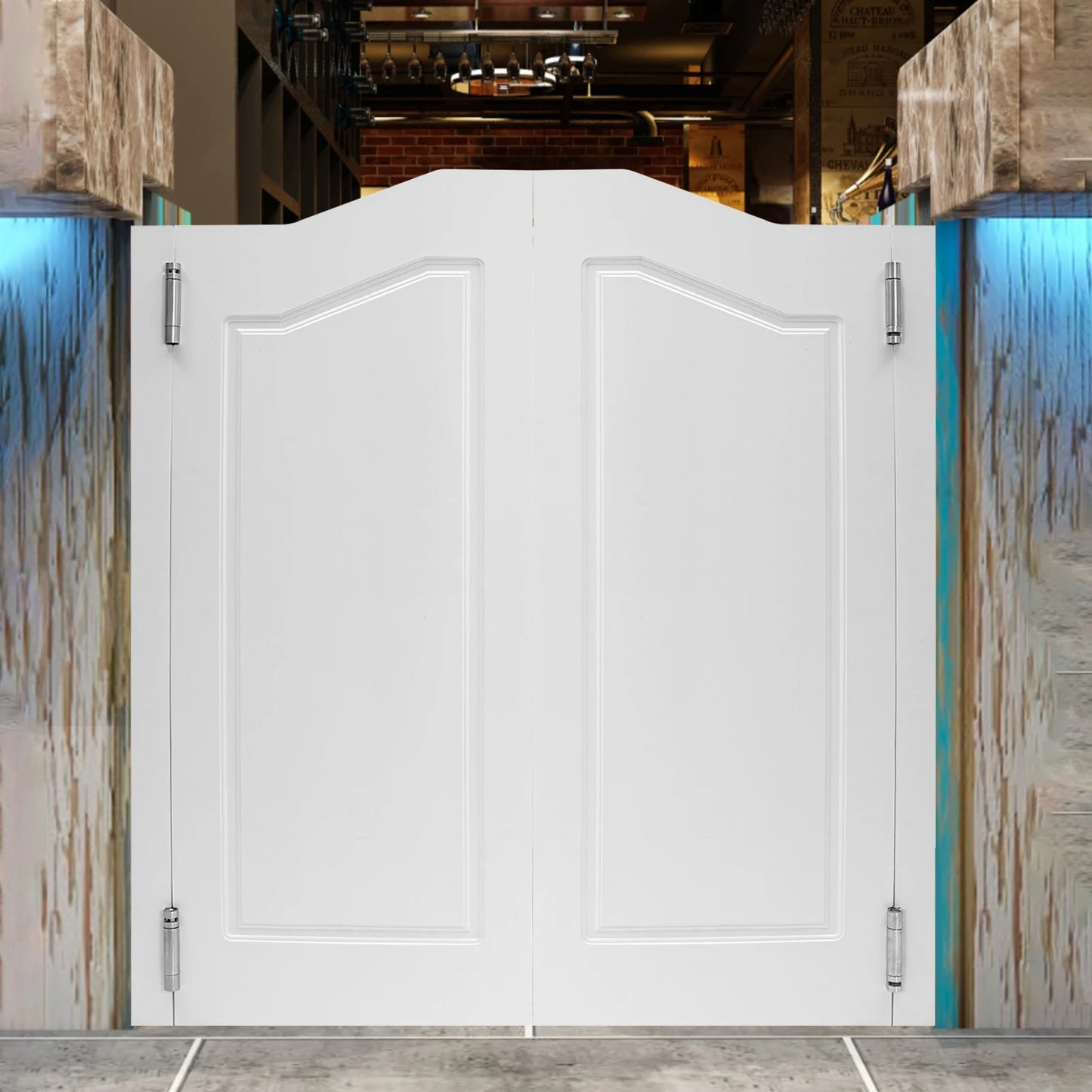 Modern White Pine Wood Swinging Partition Doors Double Door Divider