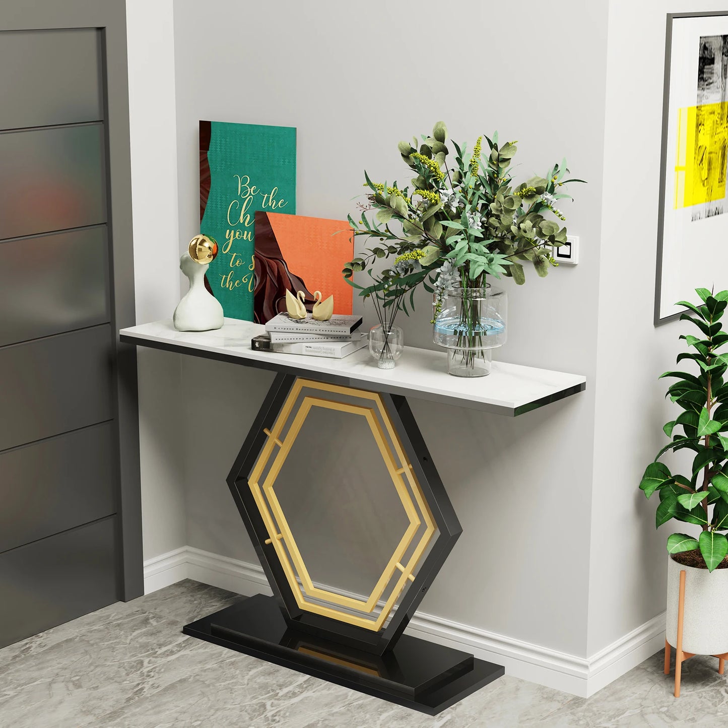 Metal Console Table Narrow Hallway Entryway Living Room Furniture