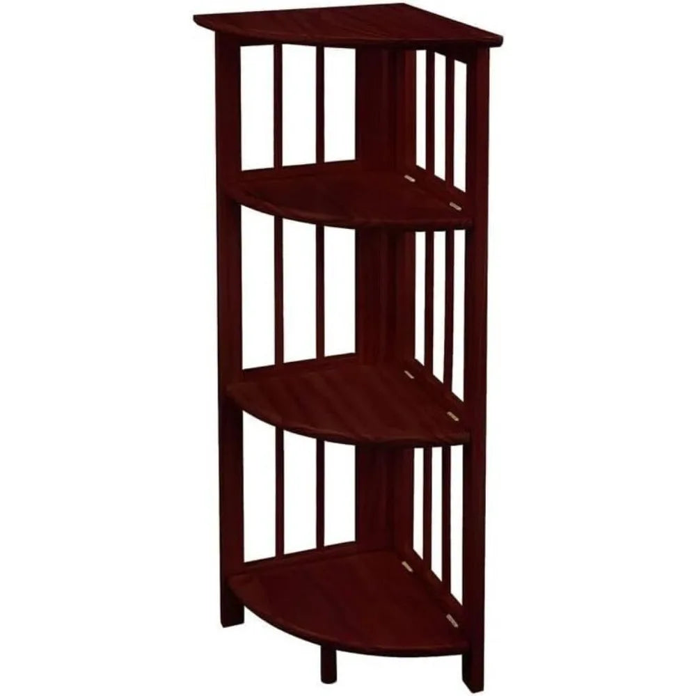 Natural Beauty Corner Folding Bookcase 4-Shelf Storage for Home Office