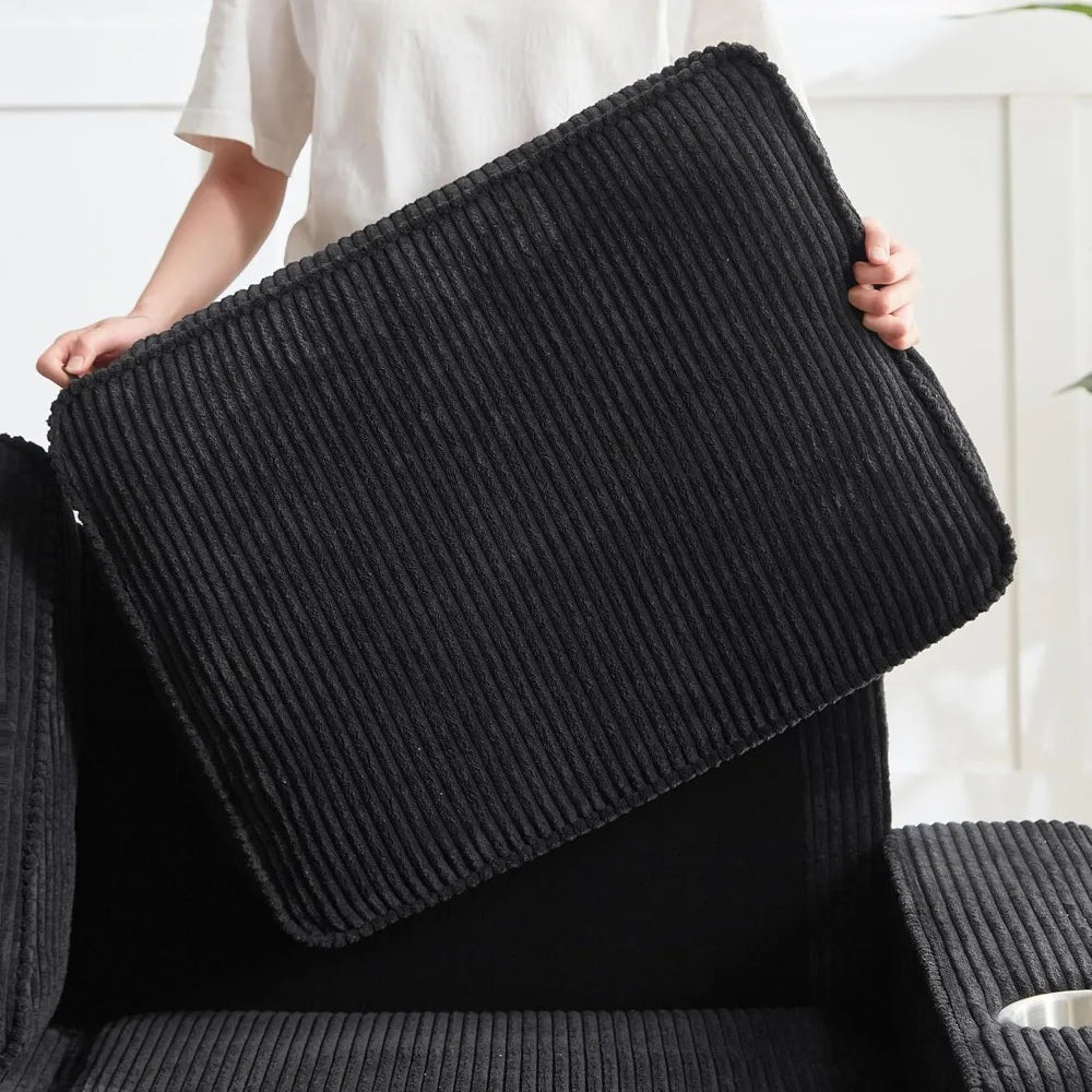 Ljustra Modern 3-Seater Corduroy Sofa for Living Room Office