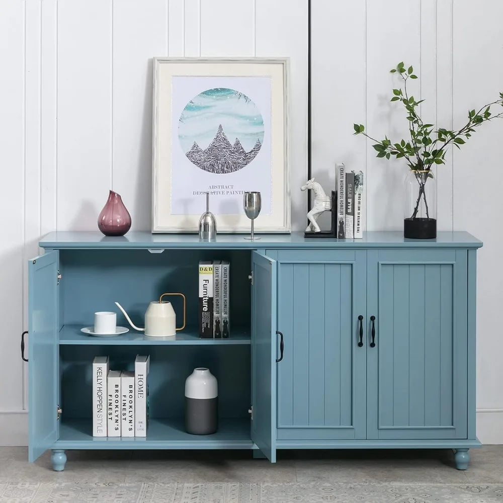 Buffet Cabinet Storage Kitchen Sideboard 62 Inch Coffee Bar with 4 Doors
