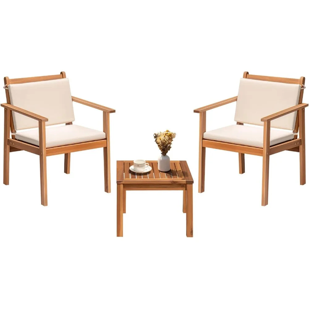 Ljustra Outdoor Patio Furniture 3 Piece Bistro Sofa Set Acacia Wood