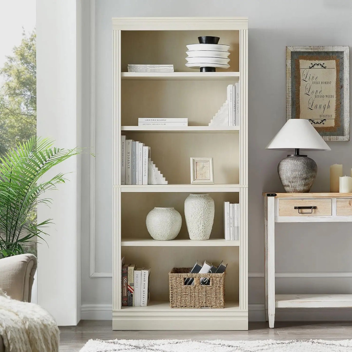 Standard 5 Tier Bookshelf Adjustable Shelves Floor Standing Organizer