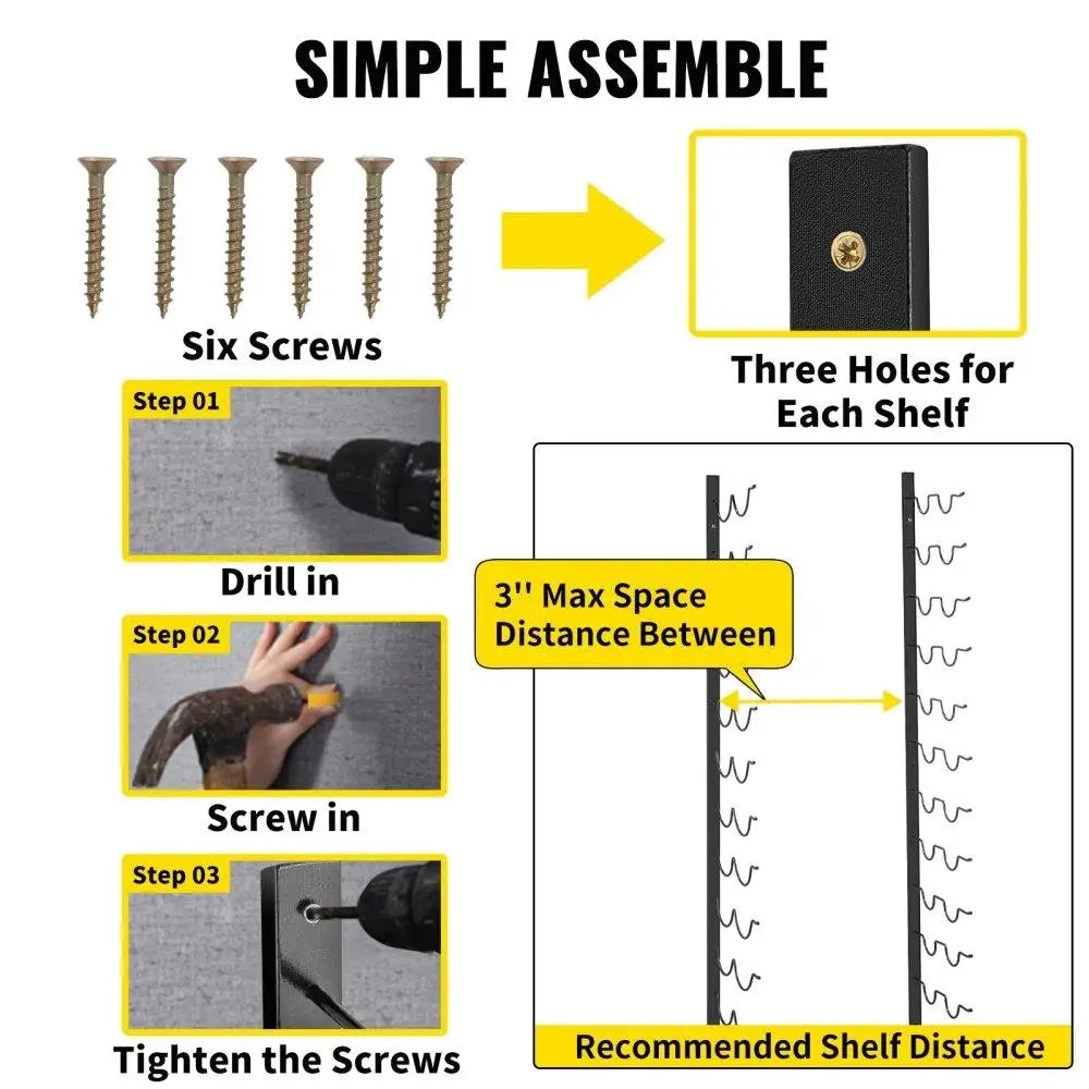 Wall Mounted Wine Rack Holds 24 Bottles Space Saving Modern Design