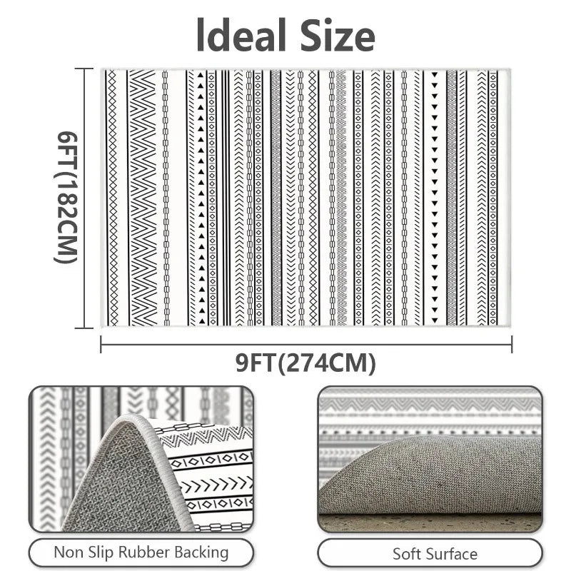 Grey Imitation Cashmere Area Rug 6x9 Feet Soft Non-Slip Washable Carpet