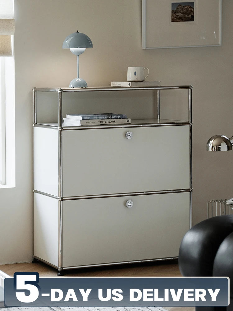 Modern Stainless Steel Storage Cabinet Sideboard for Bedroom Living Room
