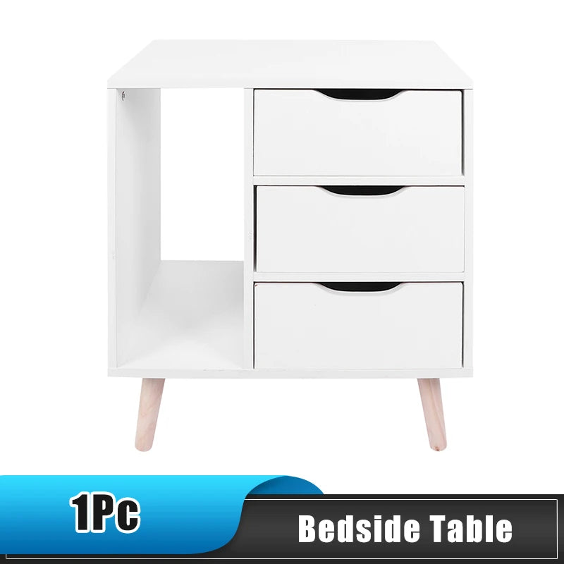Modern Bedside Table Nightstand with Drawers Storage Organizer