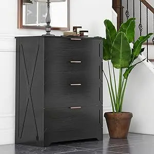 Tall Black Dresser with Large Drawers for Bedroom Closet Storage