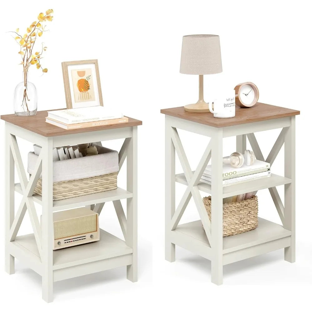 Ljustra 3-Tier End Table Side Table Storage Shelf Small Coffee Table