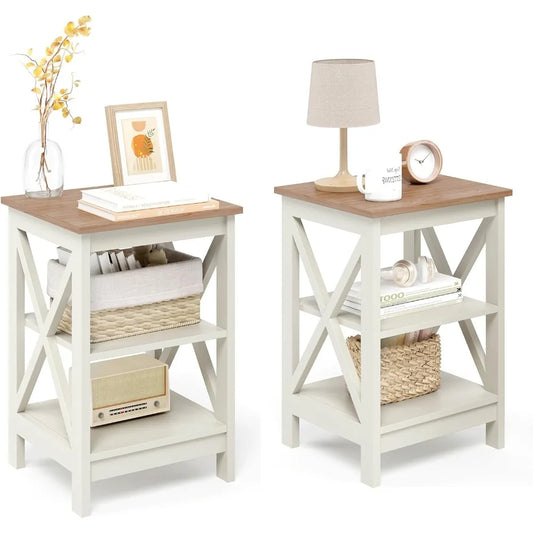 Ljustra 3-Tier End Table Side Table Storage Shelf Small Coffee Table