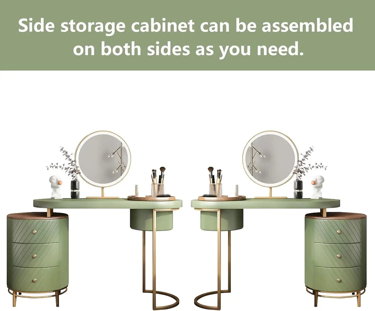 Vanity Desk with LED Lighted Mirror Makeup Table and Storage for Women