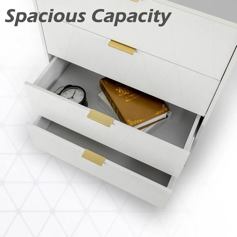 Ljustra 4 Drawer Dresser Tall Chest of Drawers with Metal Legs and Safety Device