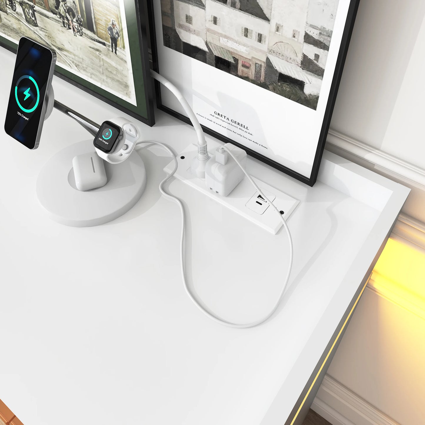 6 Drawer Dresser Modern Chest of Drawers with LED Light for Bedroom