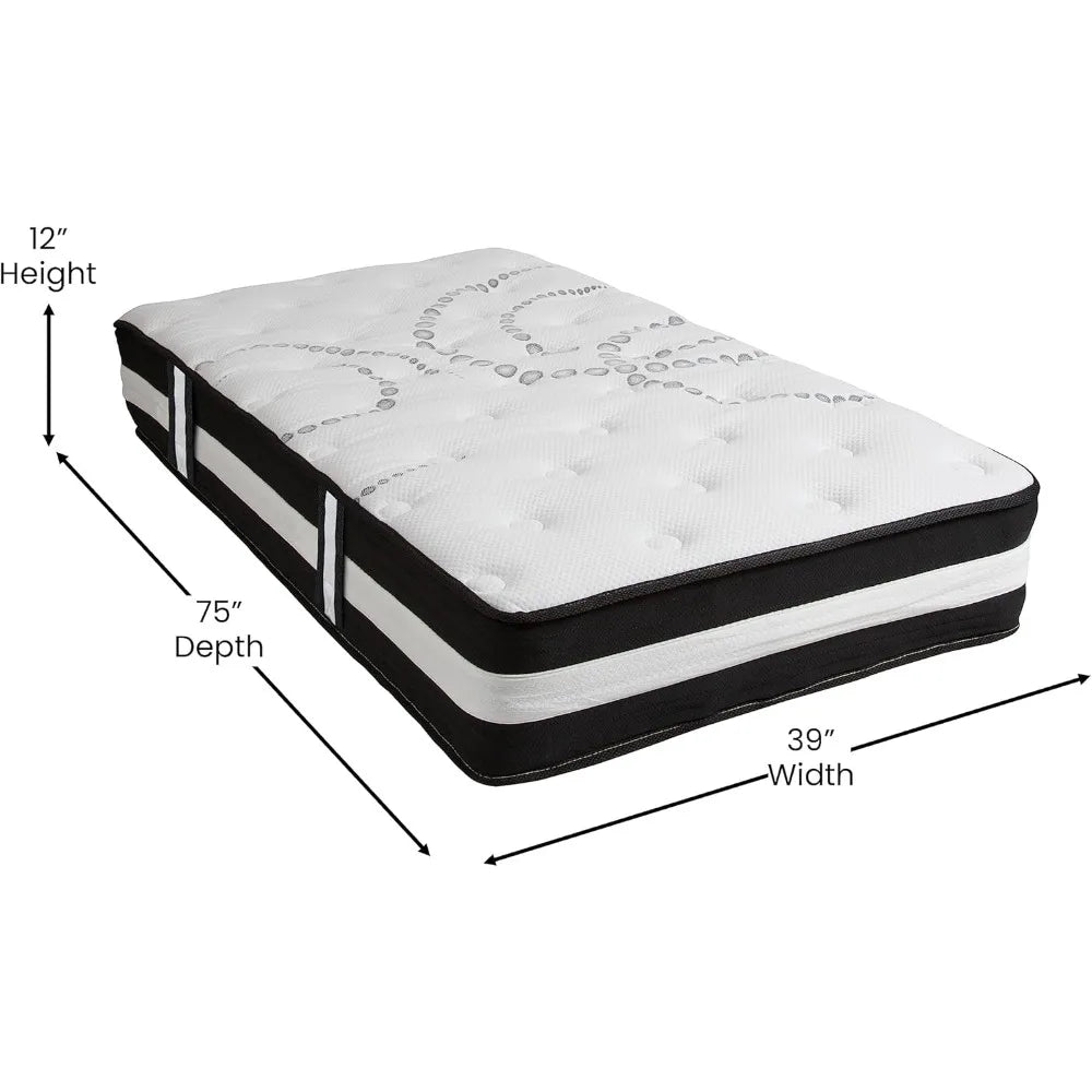 Ljustra Astor 12 Inch Hybrid Pocket Spring Twin Mattress in Box