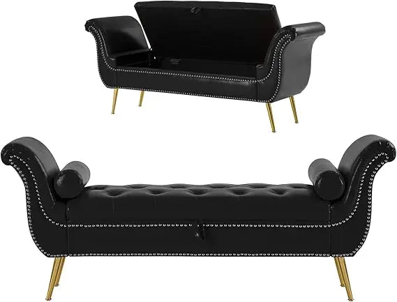 Ljustra PU Leather Storage Ottoman Bench 66.53" Modern End of Bed