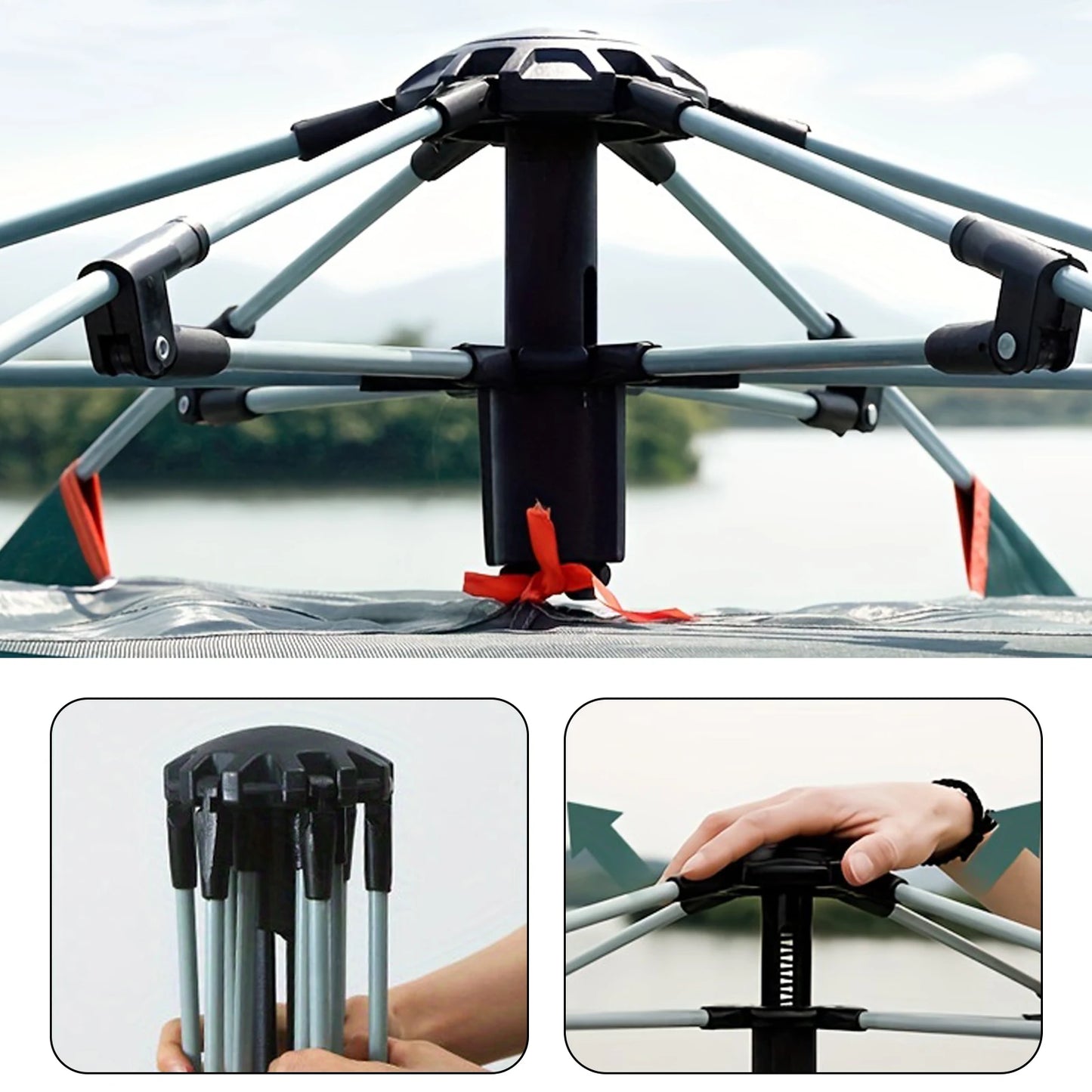 Waterproof Pop Up Camping Tent for 4 Person Family with Skylight