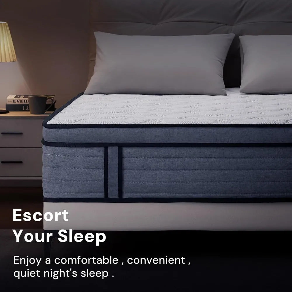 Ljustra Queen 12 Inch Hybrid Mattress Memory Foam Bed in a Box