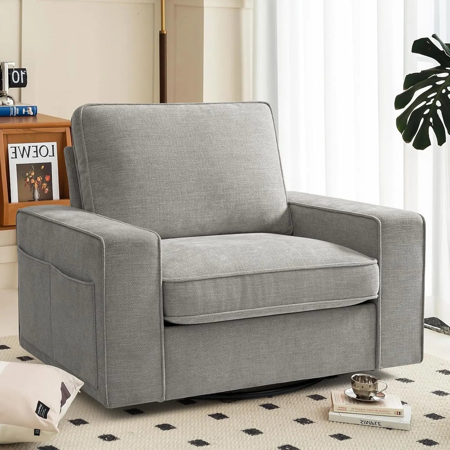 Swivel Accent Chair Comfortable Single Sofa Chair Washable Cover