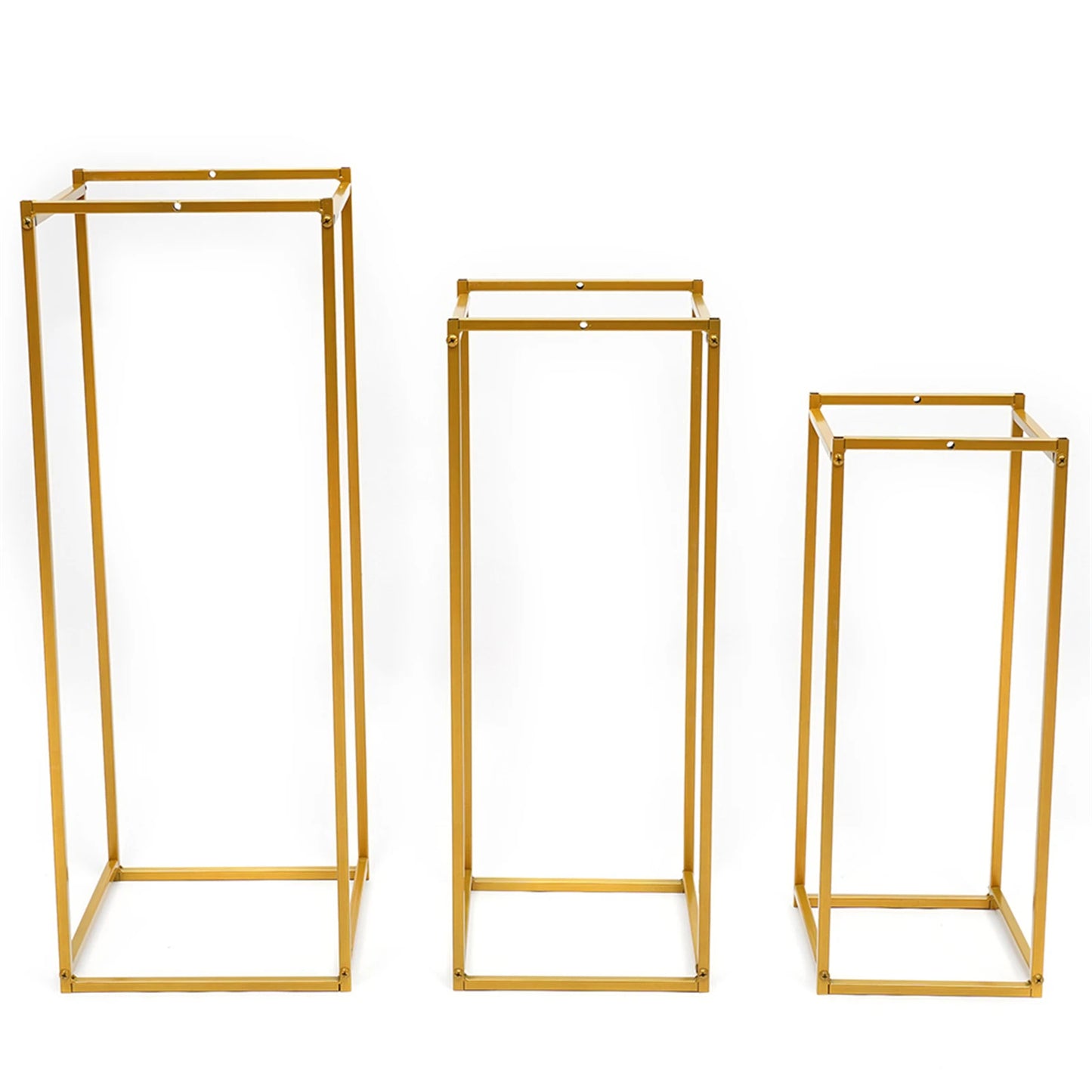 Set of 3 Metal Square Flower Stands Plant Holders for Home Wedding Decor