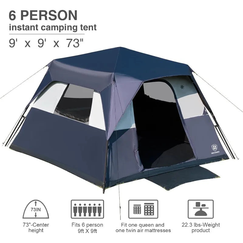 Ljustra 6 Person Blackout Camping Tent Instant Setup Waterproof Cabin