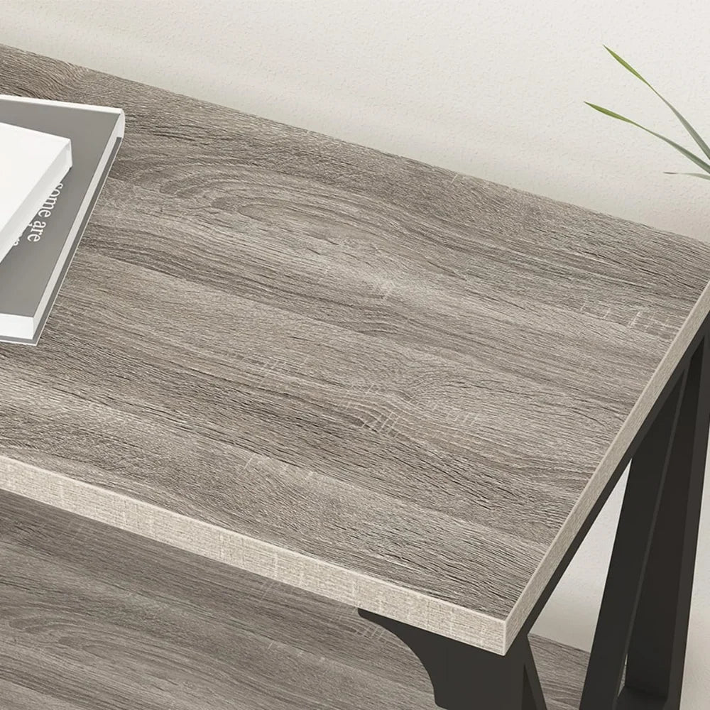 Long Entryway Console Table Industrial Wood Metal 3 Tier Storage Shelf