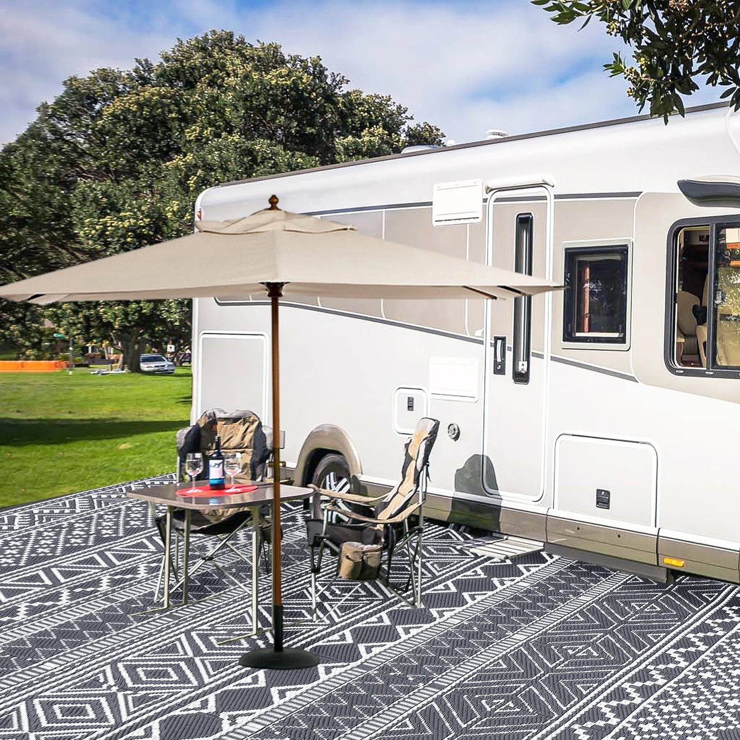 Outdoor Rug 5x8 Waterproof Reversible Patio Rug for Camping Porch