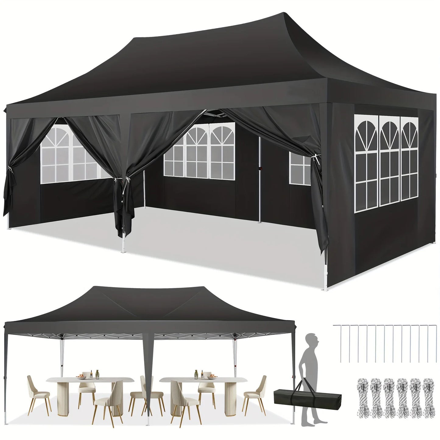 10x20 Pop Up Canopy Tent Wedding Party Outdoor Gazebo with Sidewalls