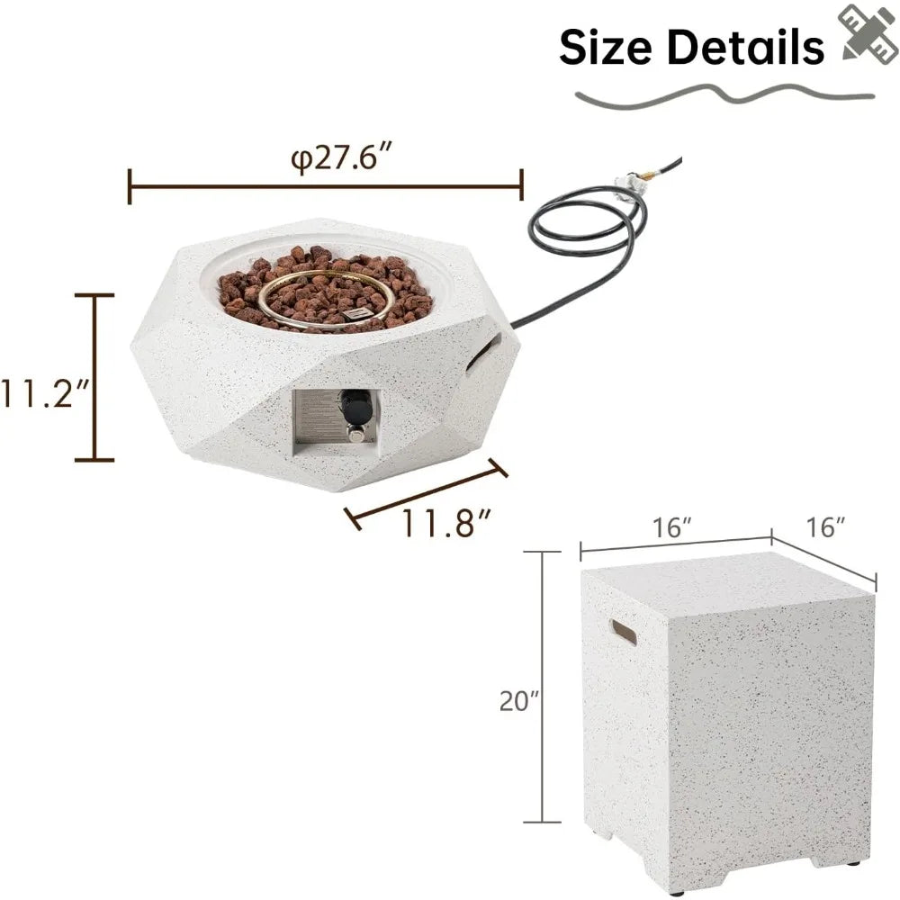 Hexagon Fire Pit Table Outdoor Propane with Rain Cover and Tank Holder